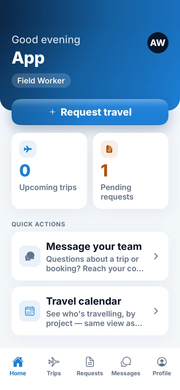 Role-aware home screen